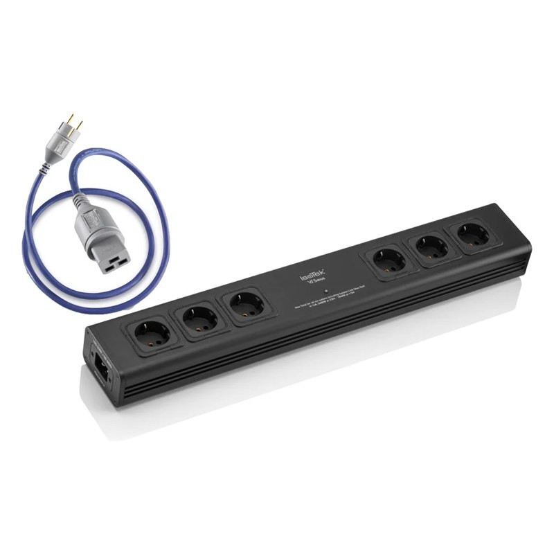 IsoTek V5 Sirius en negro con el cable EVO3 Premier C19 incluido