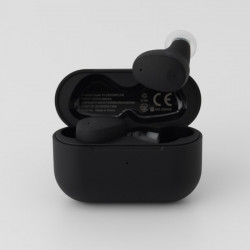 Final ZE300, estuche abierto con los auriculares negros