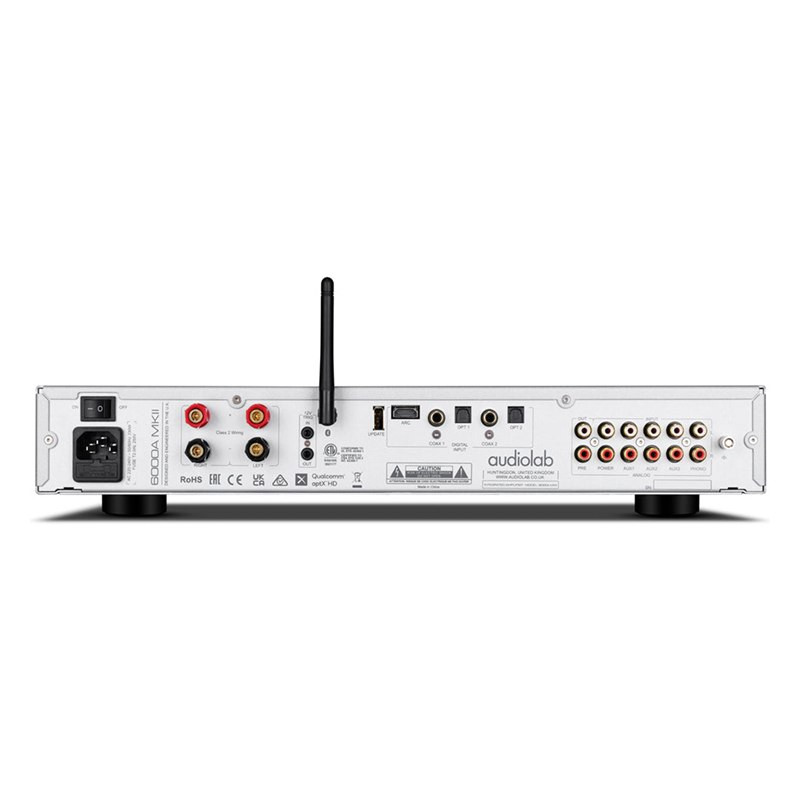 Audiolab 6000A MKII, panel trasero en plata