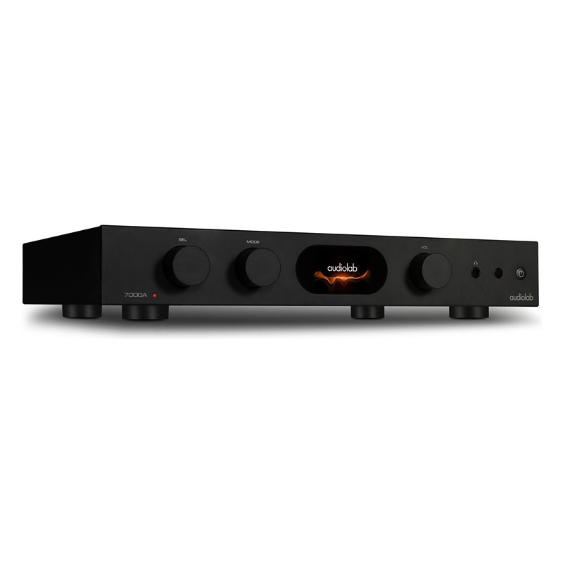 Audiolab 7000A, vista lateral de tres cuartos en negro