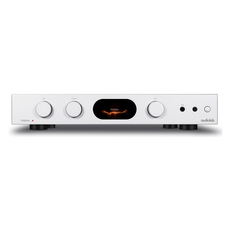 Audiolab 7000A, frontal en plata con la pantalla IPS