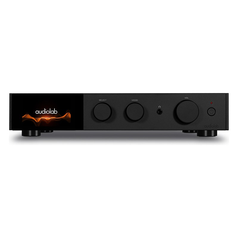 Audiolab 9000A, frontal en negro con la pantalla IPS
