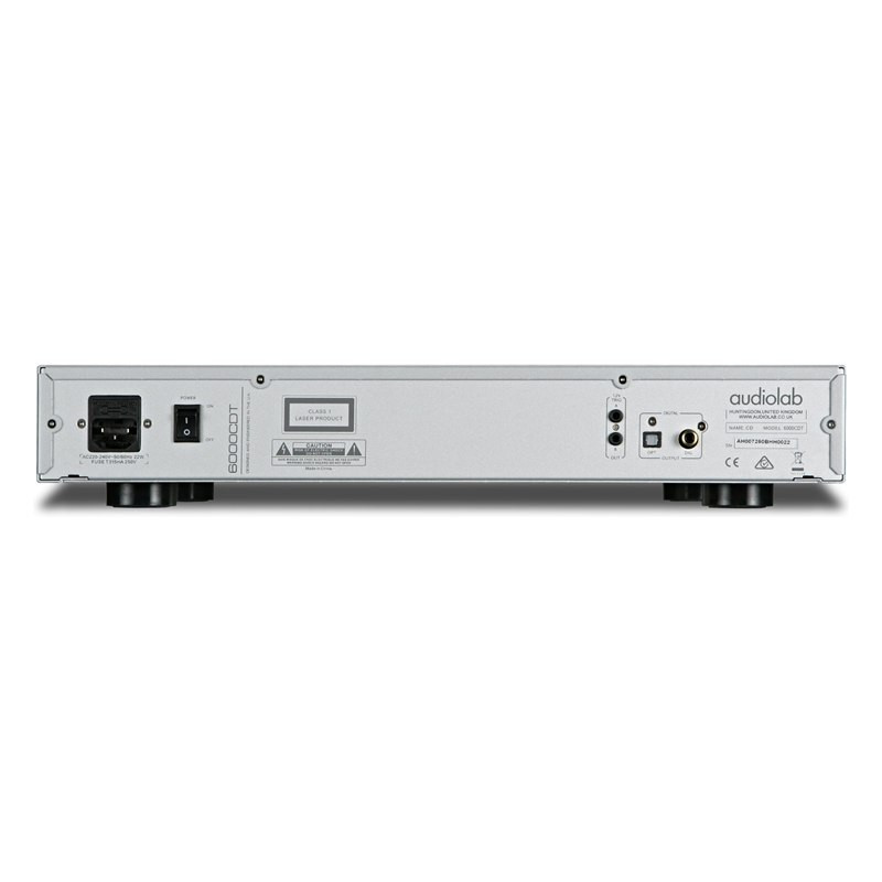 Audiolab 6000CDT, panel trasero en plata