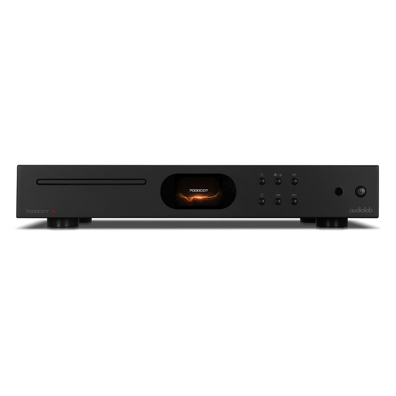 Audiolab 7000CDT, frontal en negro con la pantalla IPS
