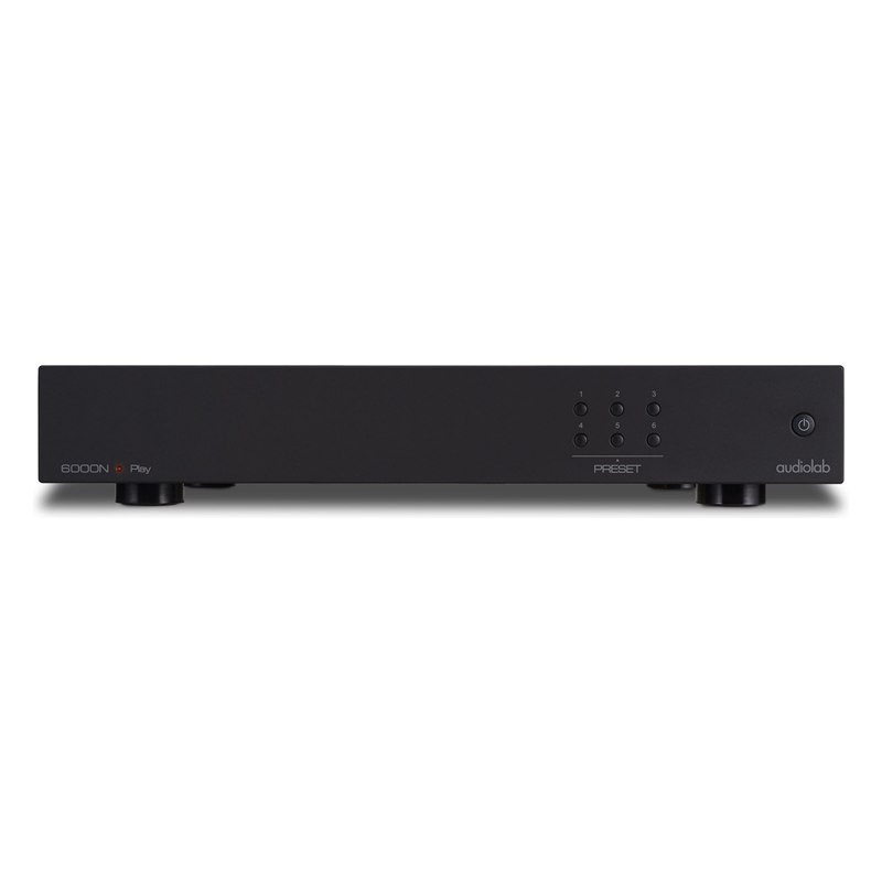 Audiolab 6000N Play, frontal en negro con los botones de presintonía