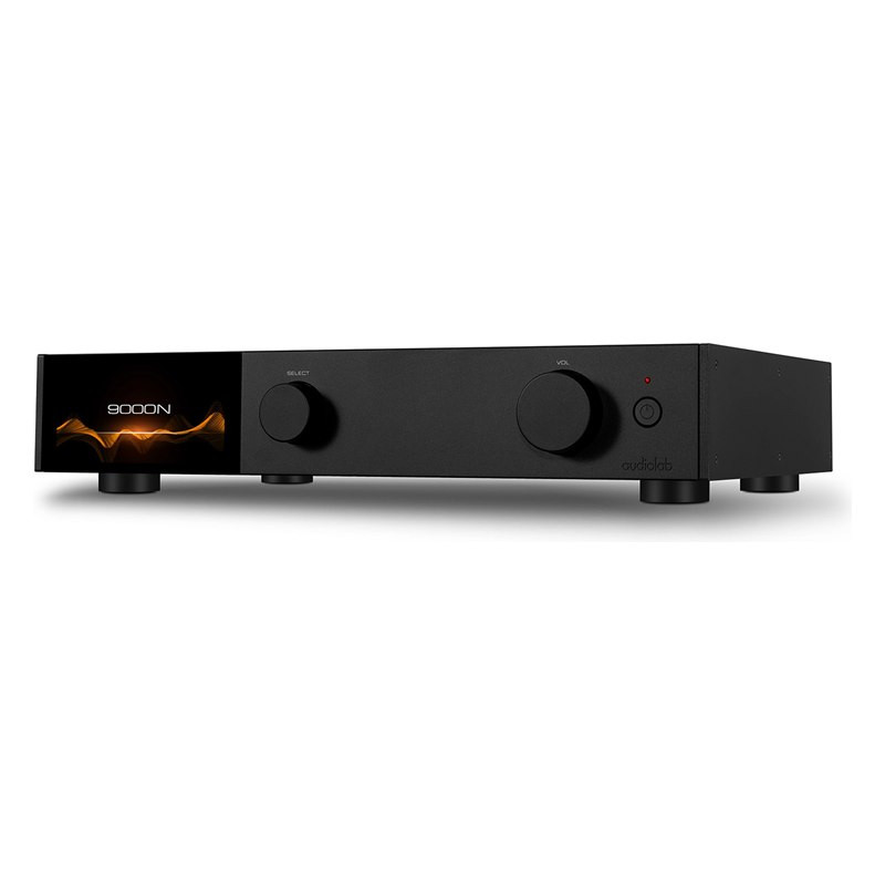 Audiolab 9000N, vista de tres cuartos desde la derecha en negro