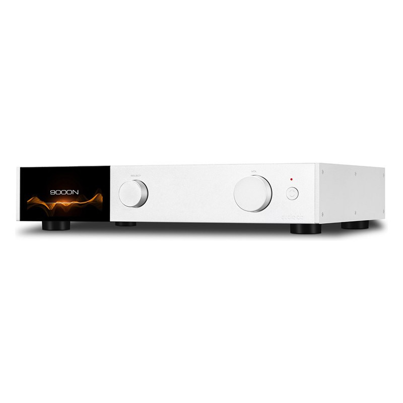 Audiolab 9000N, vista de tres cuartos desde la derecha en plata