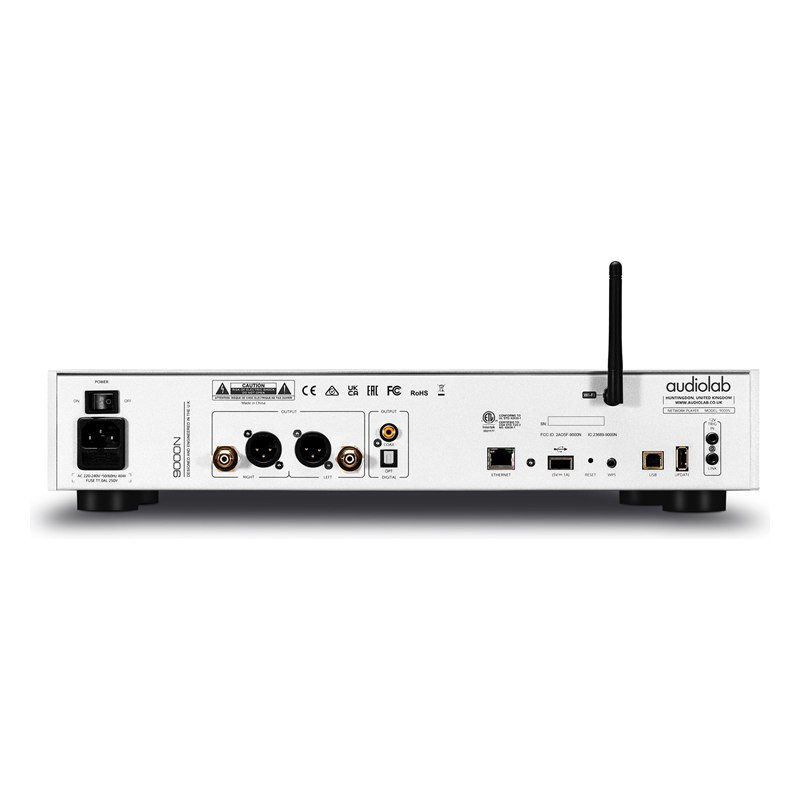 Audiolab 9000N, panel trasero en plata