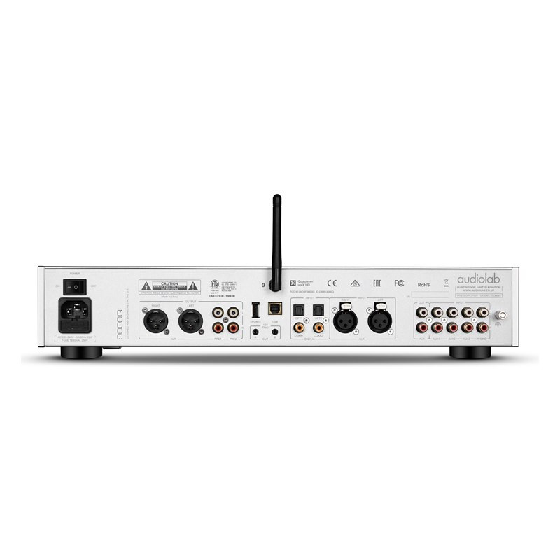Audiolab 9000Q, panel trasero, plata