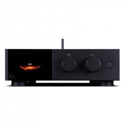 Audiolab D9, frontal del D9 negro con la pantalla IPS