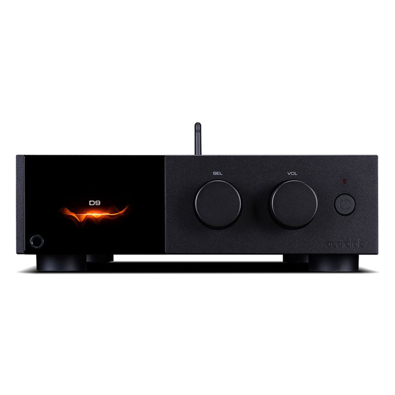 Audiolab D9, frontal del D9 negro con la pantalla IPS