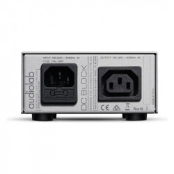 Audiolab DC Block, trasera del DC Block plata