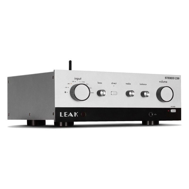 Leak Stereo 230, vista de tres cuartos desde el otro lado, en plata