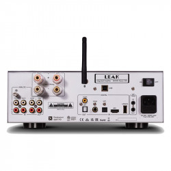 Leak Stereo 230, panel trasero con HDMI ARC, USB, coaxial, óptica, phono y antena Bluetooth, plata