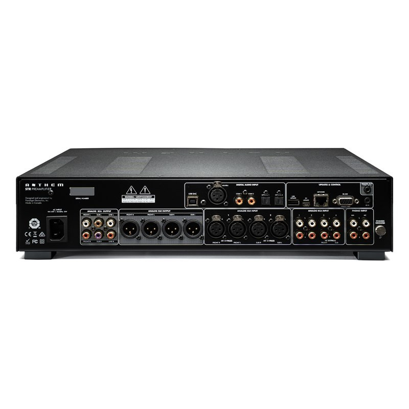 Anthem STR Preamplifier, panel trasero en negro