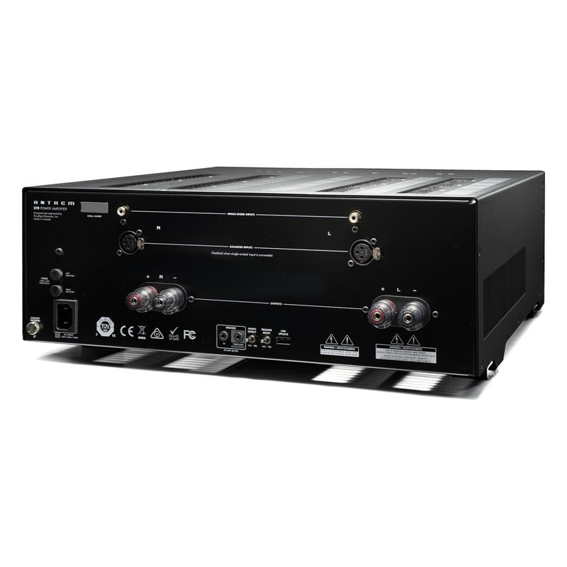 Anthem STR Amplifier, panel trasero de tres cuartos en negro
