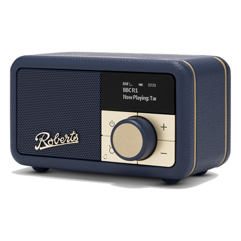 Roberts Revival Petite 2, vista de tres cuartos, azul medianoche