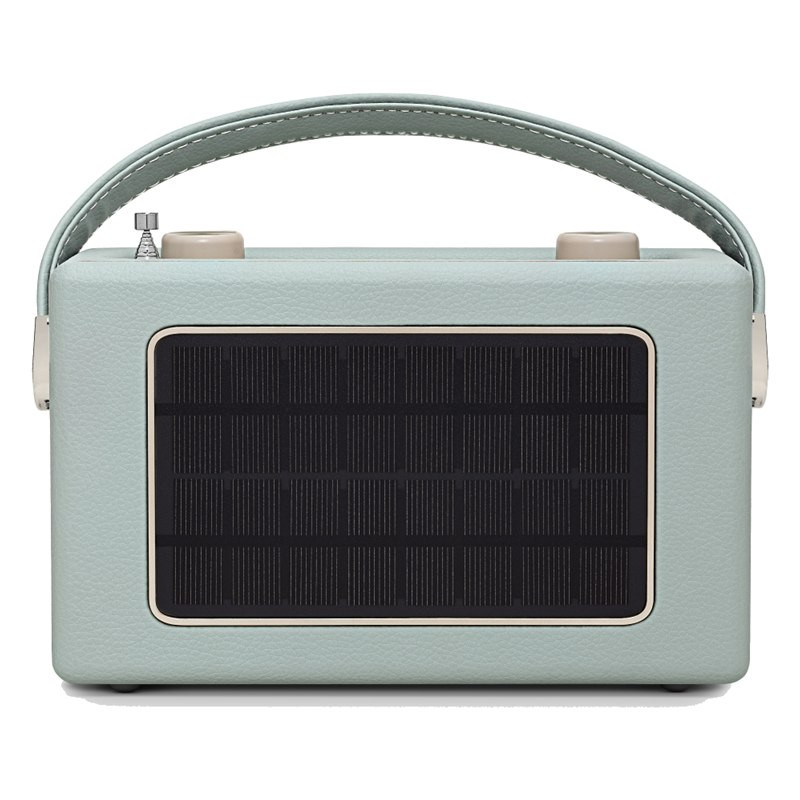 Roberts Revival Uno Solar, trasera con el panel solar, azul celeste