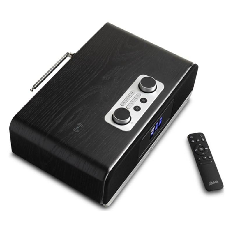Roberts Blutune 300L, vista desde arriba con el mando a distancia, negro