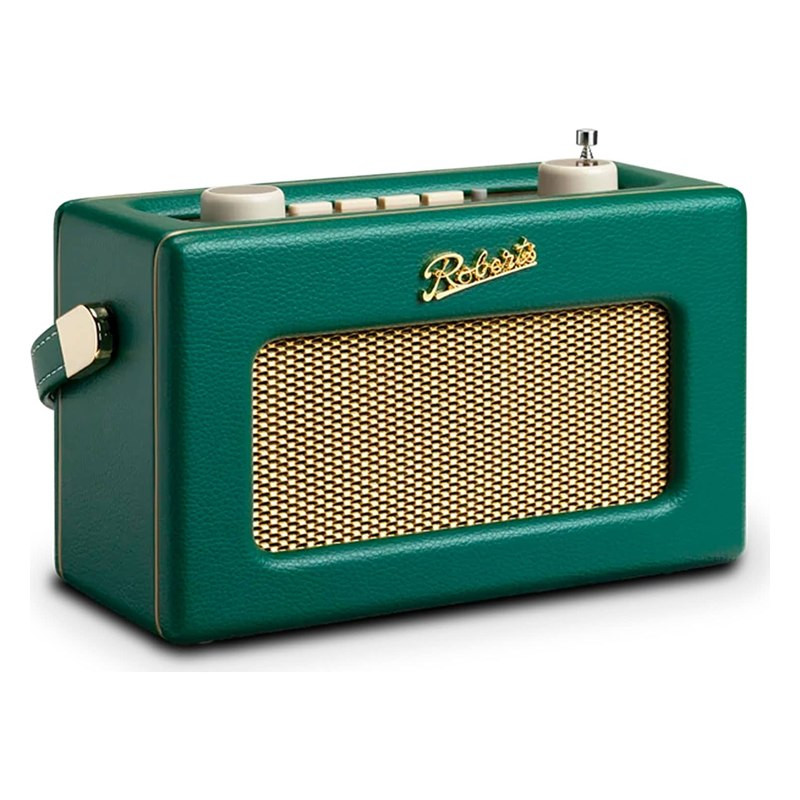Roberts Revival Uno BT, vista de tres cuartos desde el otro lado, verde oscuro