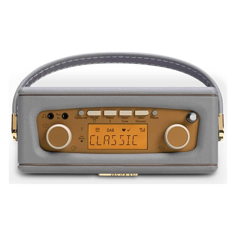 Roberts Revival Uno BT, panel superior con la pantalla, gris claro