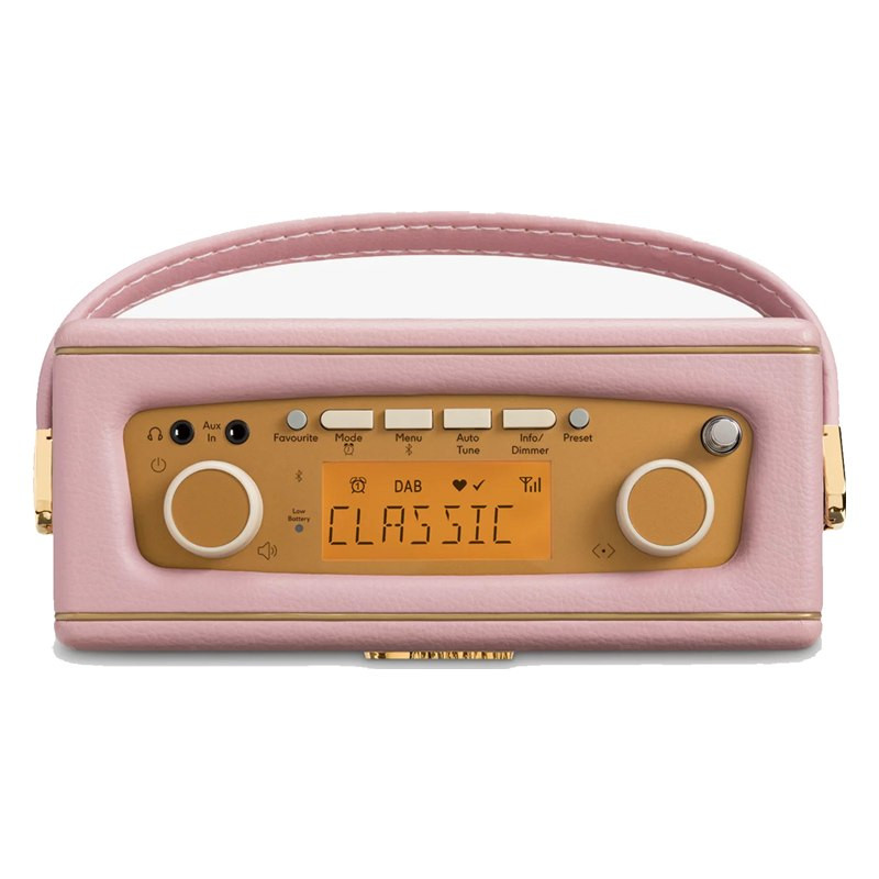 Roberts Revival Uno BT, panel superior con la pantalla, rosa palo