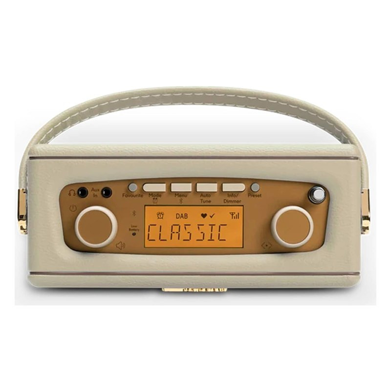 Roberts Revival Uno BT, panel superior con la pantalla, crema