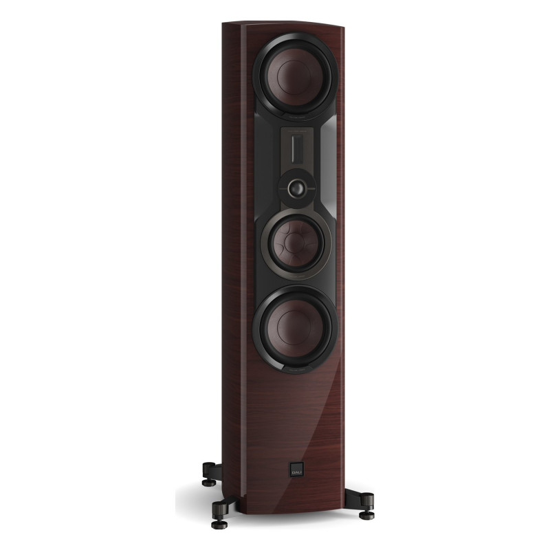 DALI EPIKORE 9, vista de tres cuartos sin rejilla, granate brillo