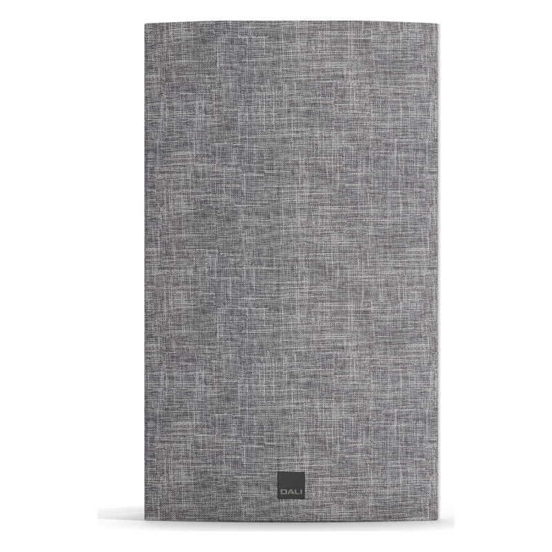DALI RUBIKORE ON-WALL, vista frontal con la rejilla gris claro, blanco brillo