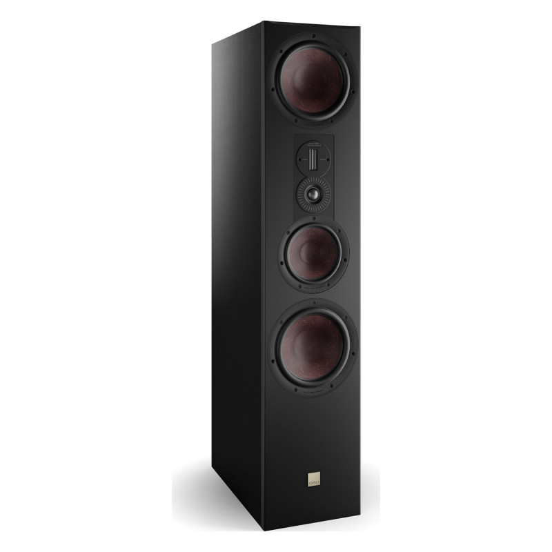 DALI Opticon 8 mk2, vista de tres cuartos sin rejilla, negro