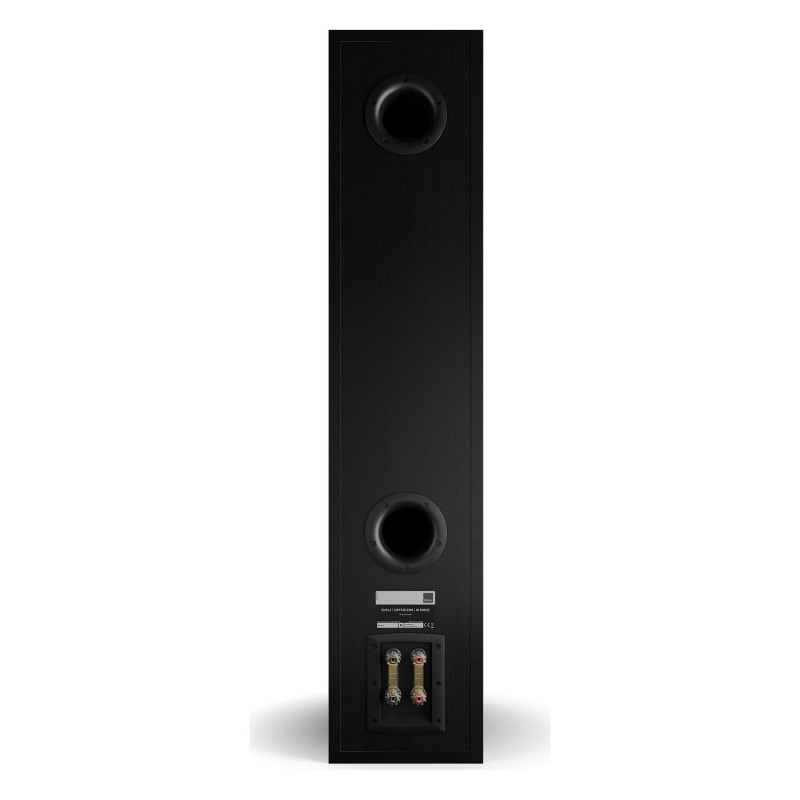 DALI Opticon 8 mk2, vista trasera con los bornes de bicableado, negro