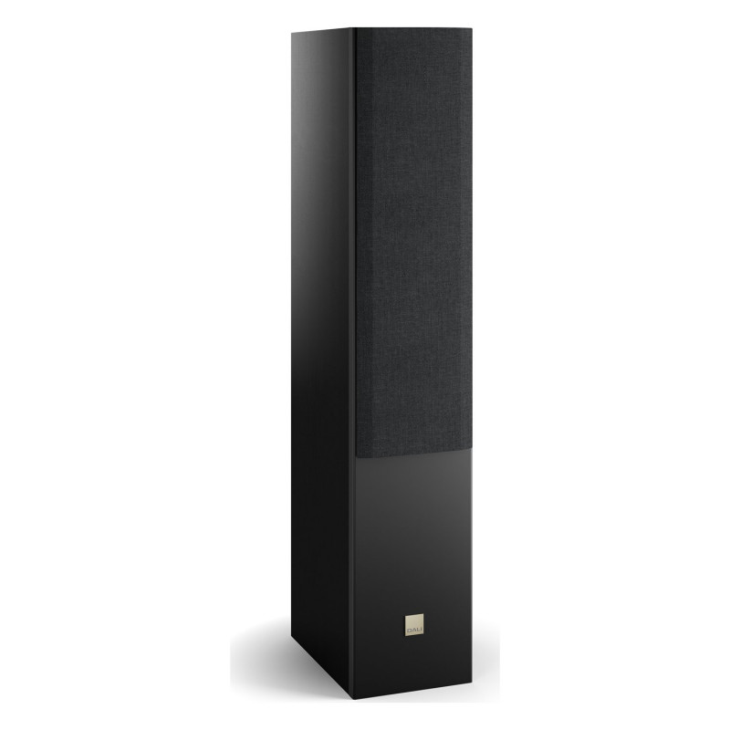 DALI Opticon 6 mk2, vista de tres cuartos con rejilla, negro