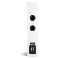 DALI Opticon 6 mk2, vista trasera con los bornes de bicableado, blanco