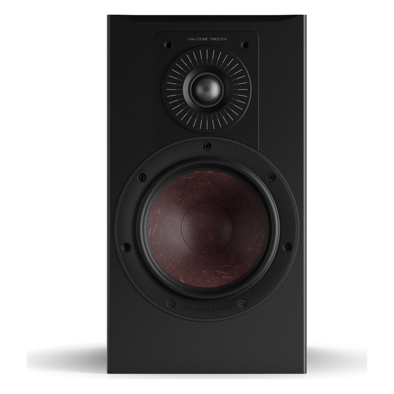 DALI Opticon 2 mk2, vista frontal sin rejilla, negro