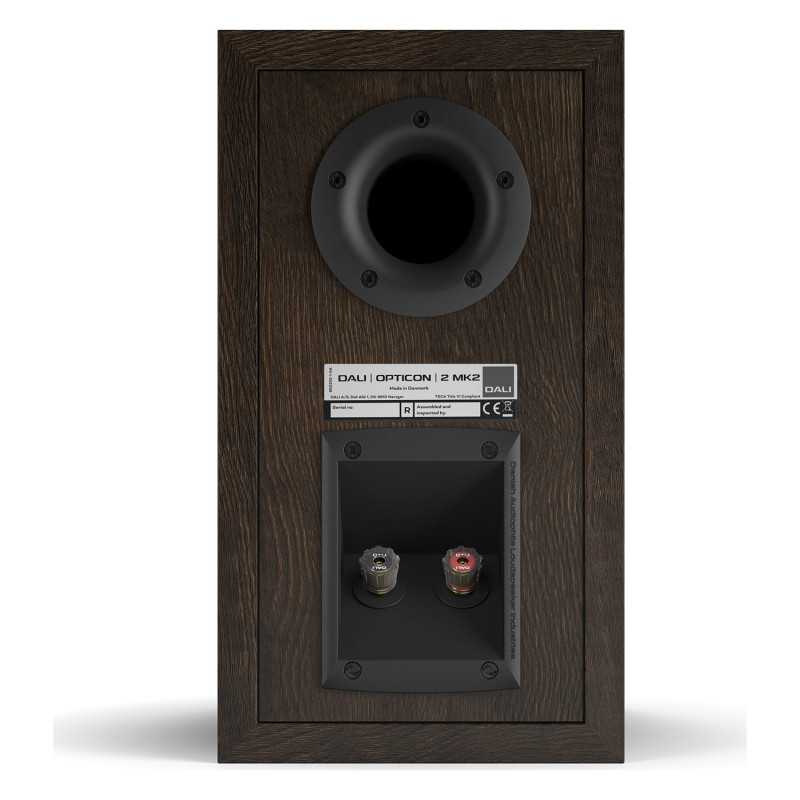DALI Opticon 2 mk2, vista trasera, roble tabaco