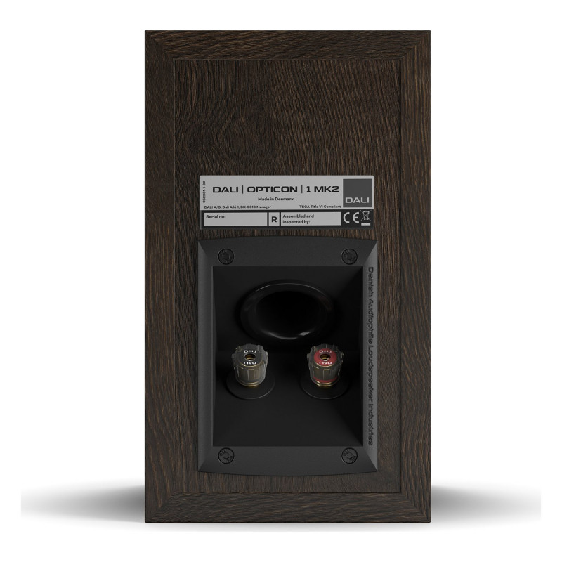 DALI Opticon 1 mk2, vista trasera, roble tabaco