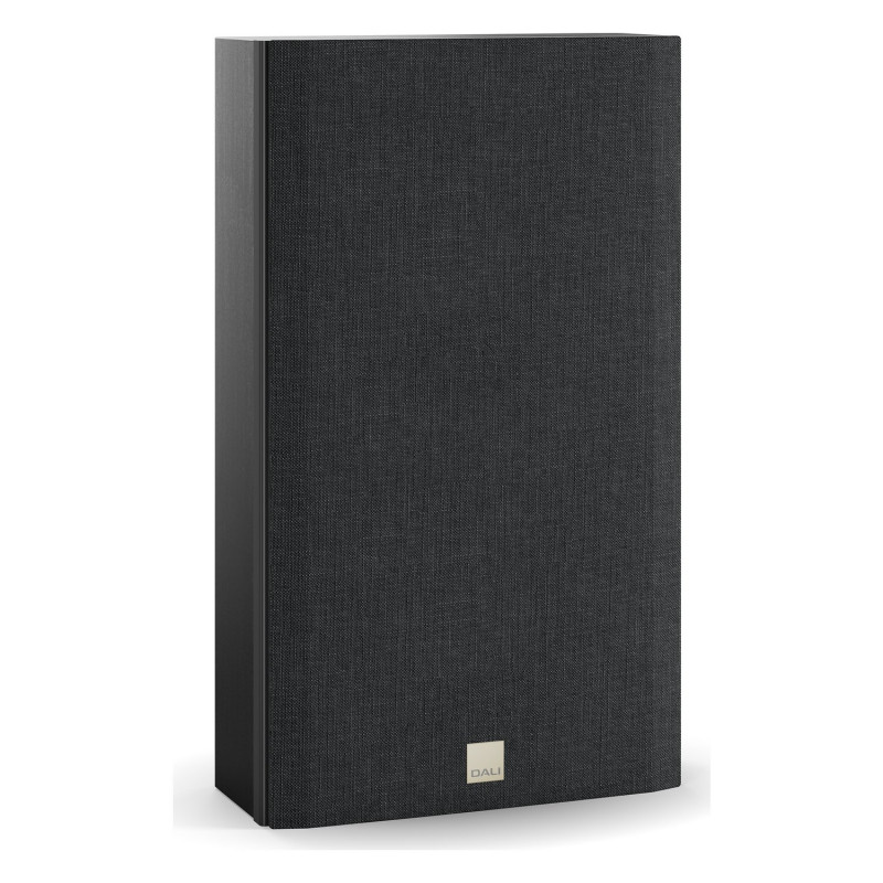 DALI Opticon LCR mk2, vista de tres cuartos con rejilla, negro