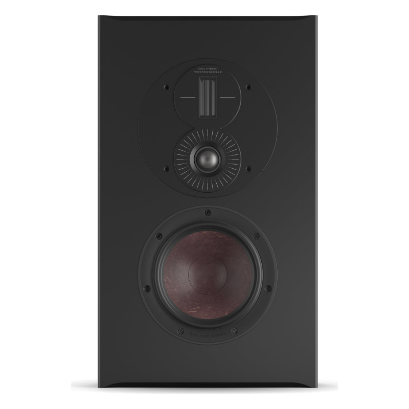 DALI Opticon LCR mk2, vista frontal sin rejilla, roble tabaco