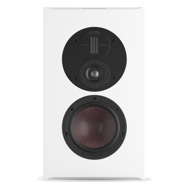 DALI Opticon LCR mk2, vista frontal sin rejilla, blanco