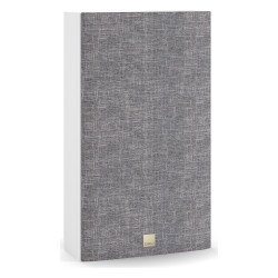DALI Opticon LCR mk2, vista de tres cuartos con la rejilla gris claro, blanco