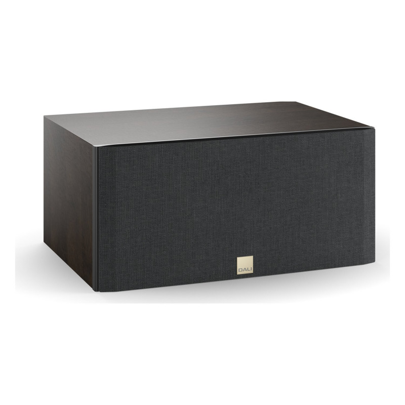 DALI Opticon VOKAL mk2, vista de tres cuartos con rejilla, roble tabaco