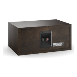 DALI Opticon VOKAL mk2, vista trasera de tres cuartos con los bornes, roble tabaco