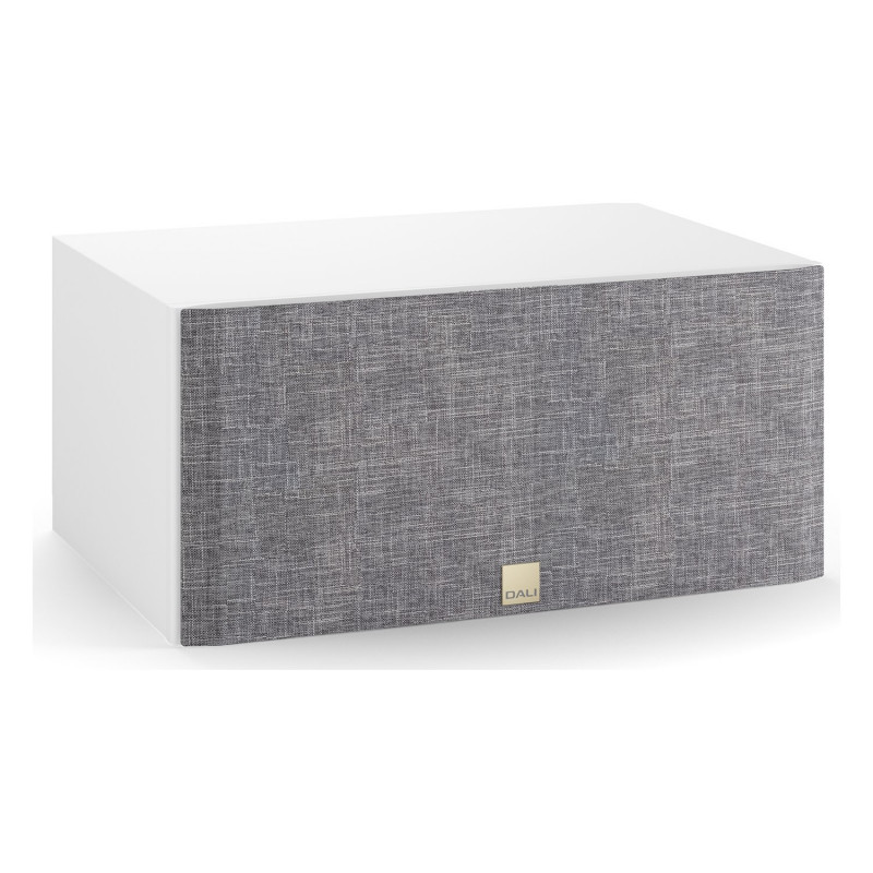 DALI Opticon VOKAL mk2, vista de tres cuartos con la rejilla gris claro, blanco