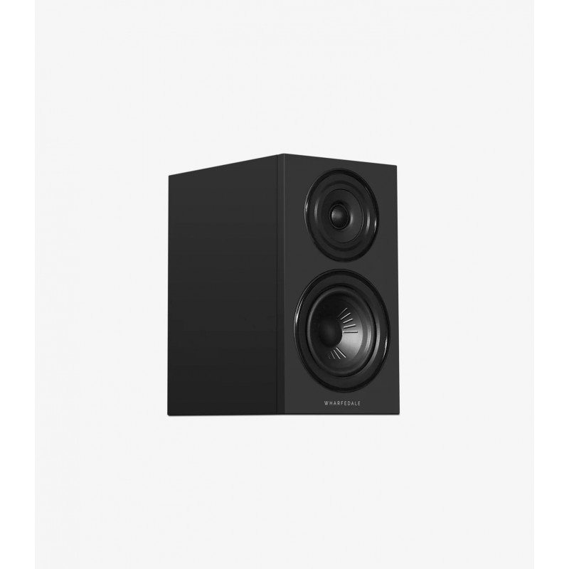 Wharfedale Diamond 12.1i en negro vista de tres cuartos sin rejilla