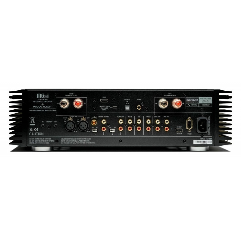 Musical Fidelity M6xi, panel trasero con XLR, HDMI eARC, USB-C y phono MM/MC