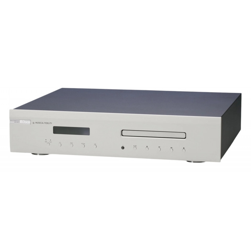 Musical Fidelity M3S cd, vista en ángulo en plata