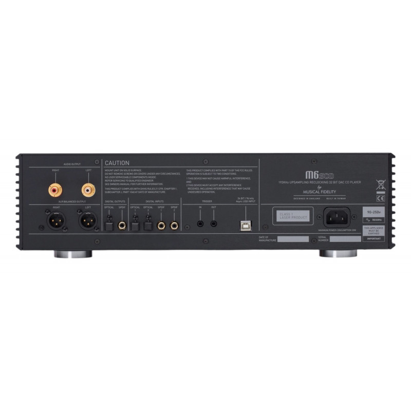 Musical Fidelity M6S cd, panel trasero con salidas RCA y XLR