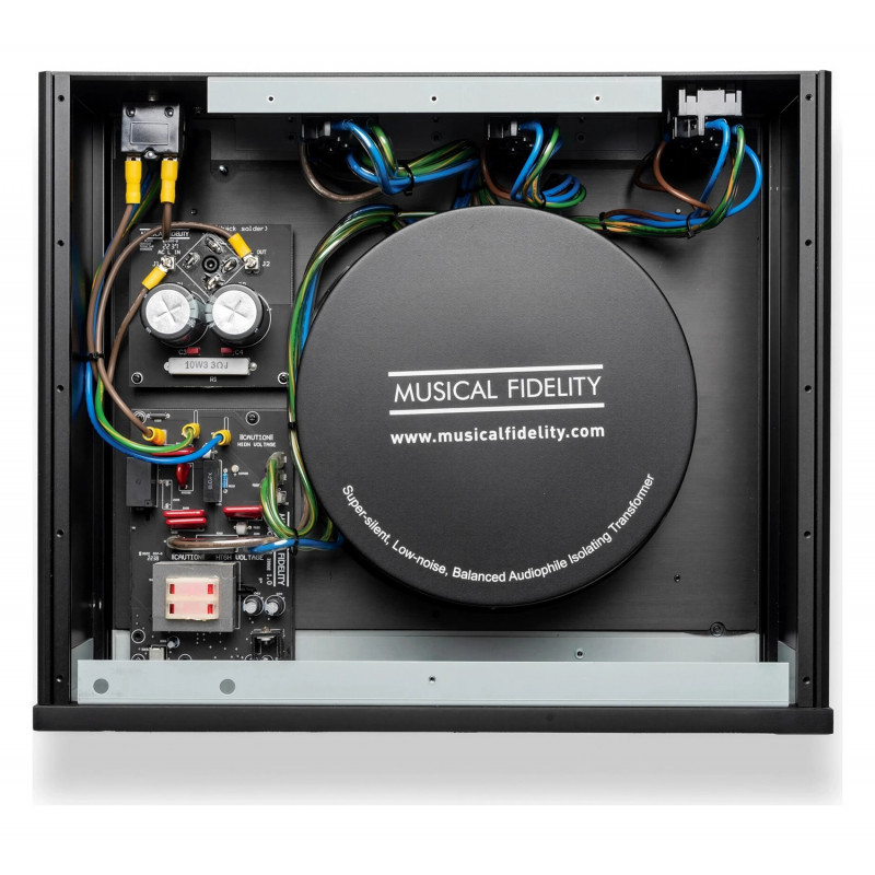 Musical Fidelity BPC10, interior con el transformador toroidal