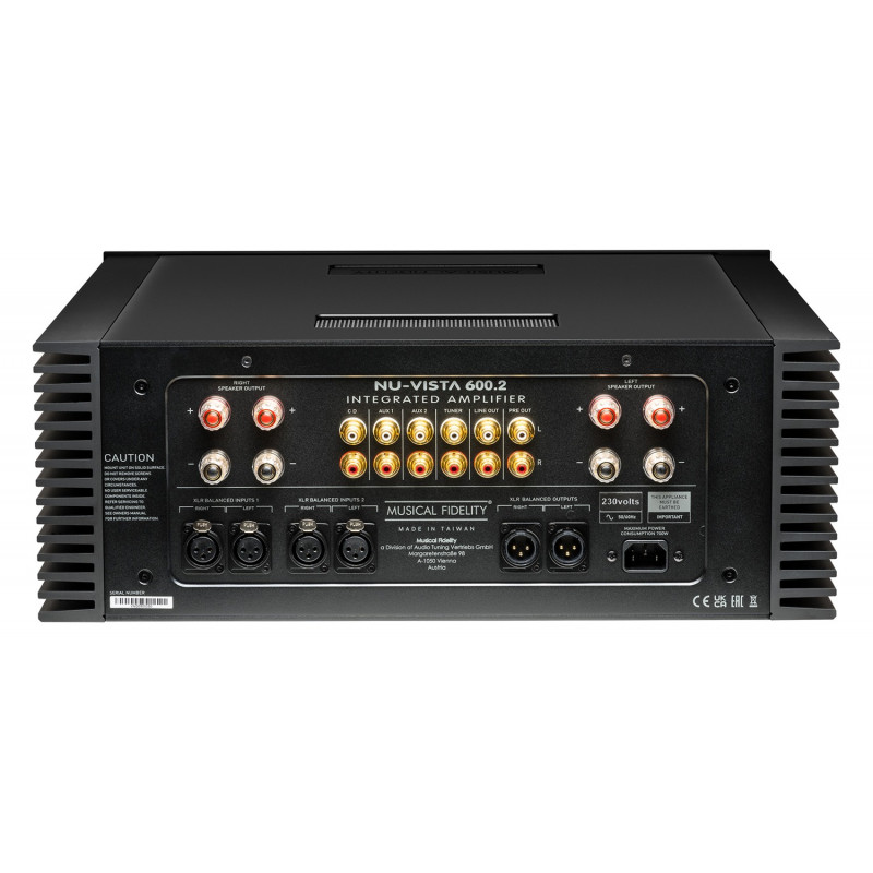 Musical Fidelity Nu-Vista 600.2, conexiones traseras, negro