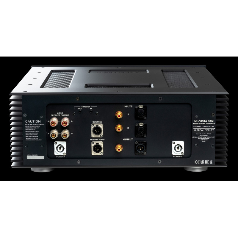 Musical Fidelity Nu-Vista PAM, conexiones traseras de la etapa, negro